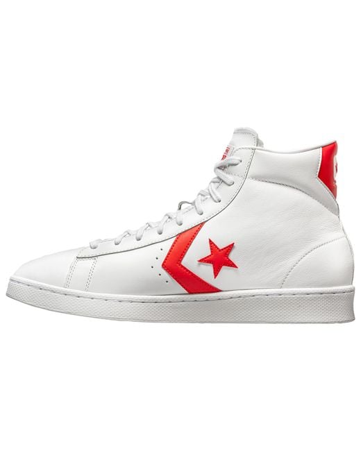 Converse Pro Leather Mid - Basketball Shoes in White/Red (White) for ...