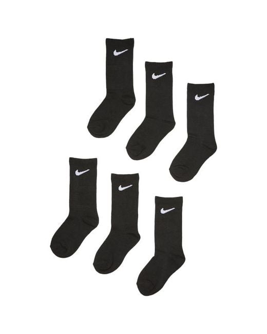 Kids Crew 6 Pack Calcetines Nike de color Black