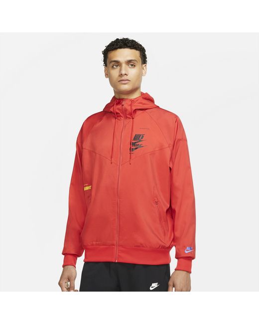 Nike Synthetic Spe+ Woven Windrunner Mfta Jacket in Red/Blue (Red) for ...