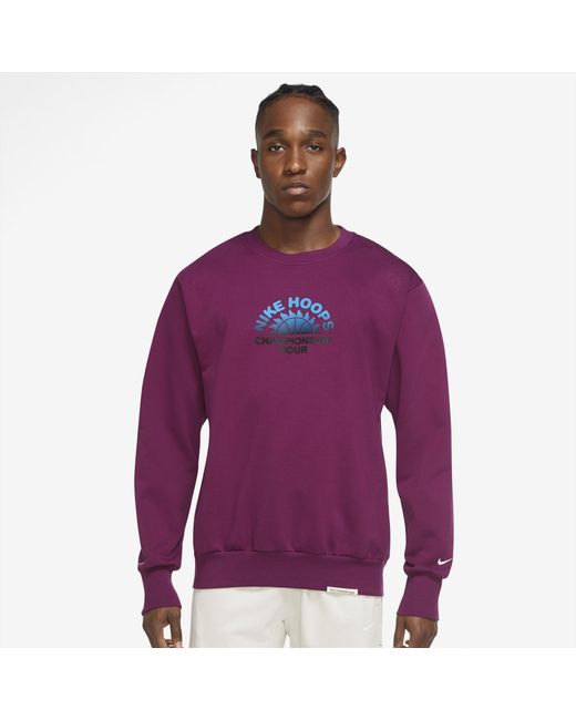 Nike Fleece Standard Issue Graphic Crew in Purple for Men | Lyst