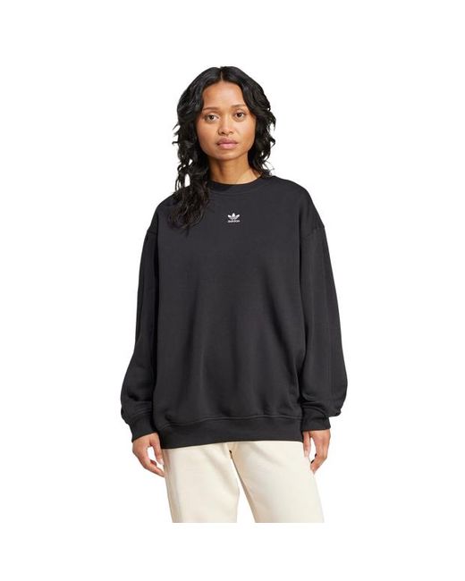 Adidas Black Essentials Long Oversized Crew Sweatshirt Sweatshirts