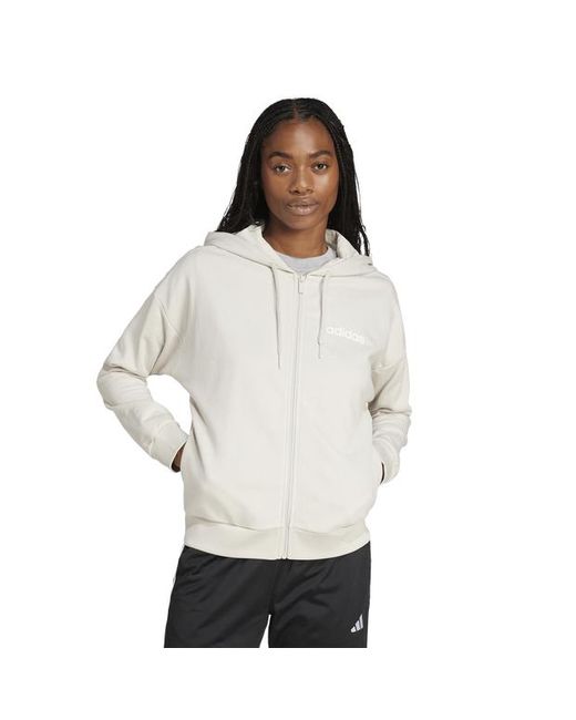Adidas Originals White Essentials Linear Full-Zi Hoodie Hoodies