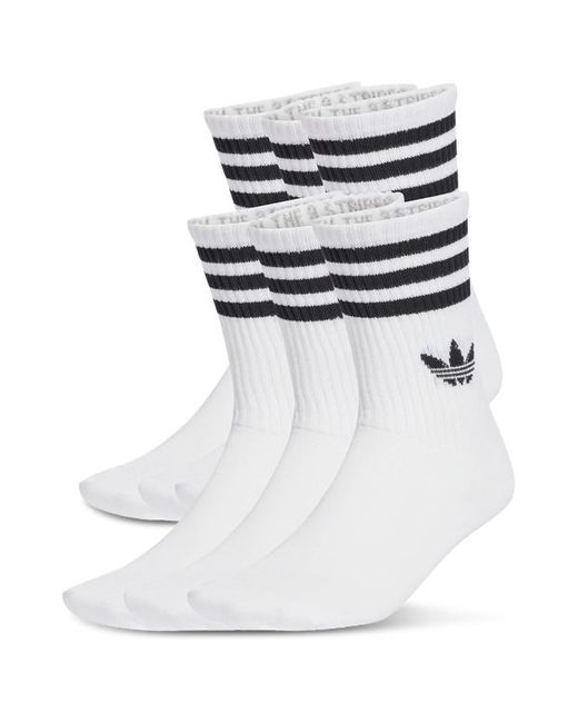 Adidas White 3-Stripes Crew Socks 6 Pairs Socks