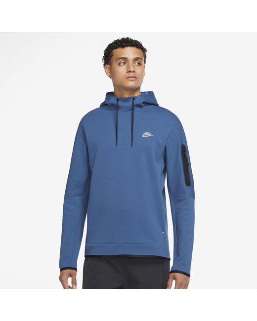 Nike Tech Fleece Pullover Hoodie in Blue/White (Blue) for Men | Lyst