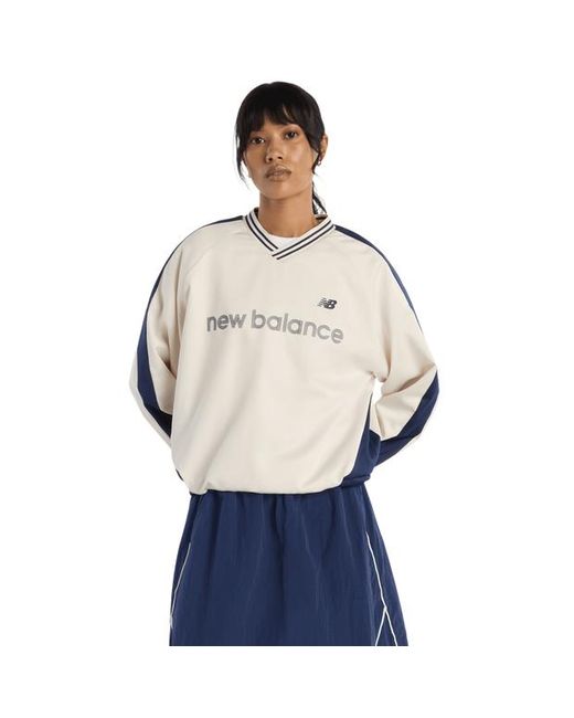 New Balance Blue Satin Woven Pullover Sweatshirts