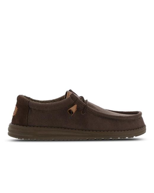 HeyDude Brown Wally Corduroy Shoes for men