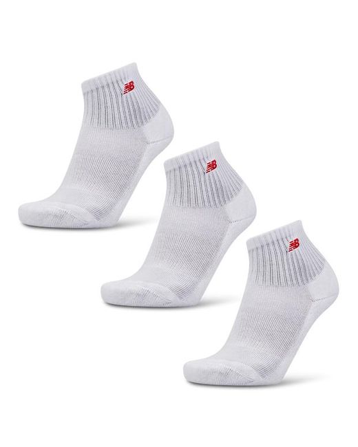 New Balance White Quarter 3 Pack Socks