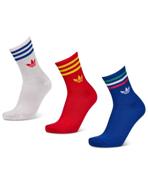 Adidas Red Mid Cut Crew 3 Pack Socks