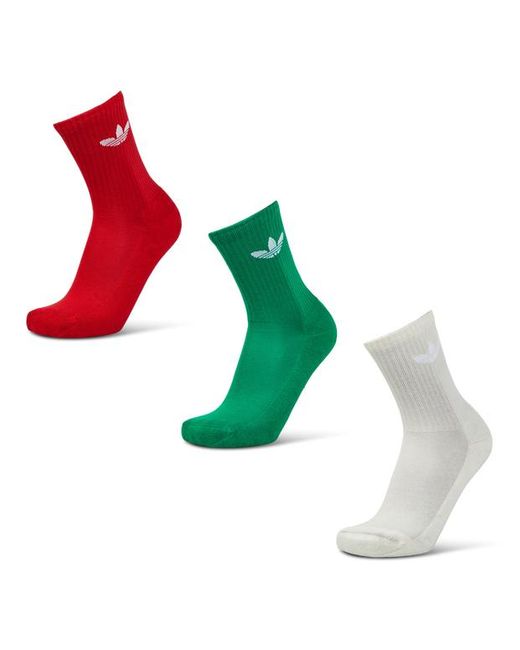 Adidas Green Solid Crew 3 Pack Socks