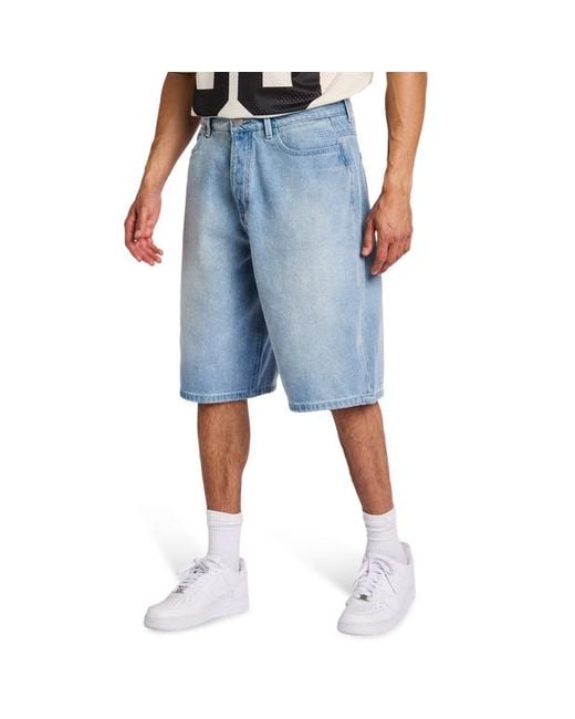 Street Cartel Blue Apex Longline Jort Shorts for men