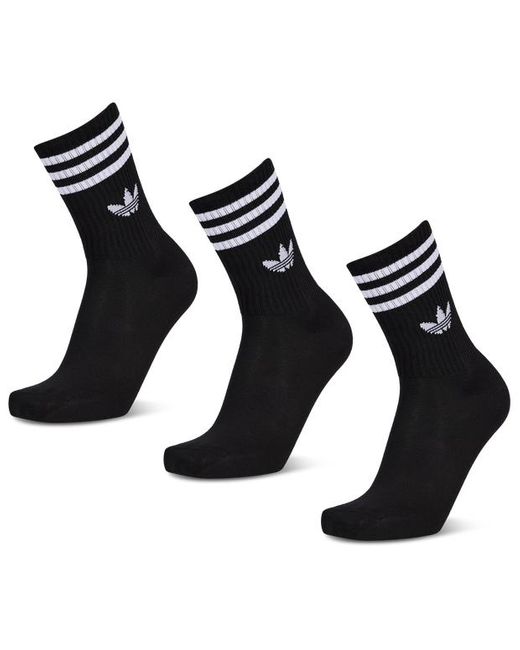 Adidas Black Mid Cut Crew 3 Pack Socks