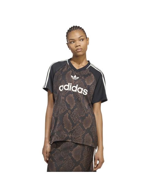 Adidas Black Snake Print Satin Jersey T-Shirts