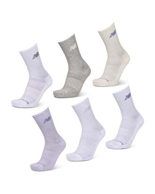 New Balance White Crew 6 Pack Socks
