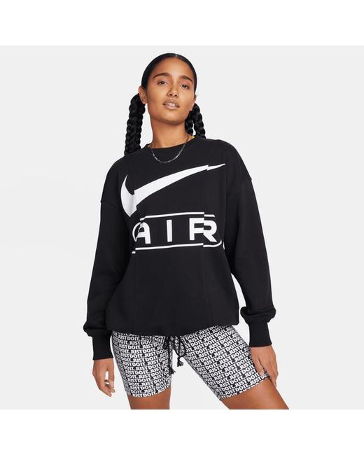 Nike Black Air Over-oversized Crew-neck French Terry Sweatshirt Polyester