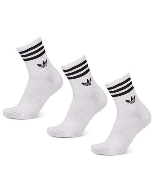 Adidas White Mid Cut Crew 3 Pack Socken