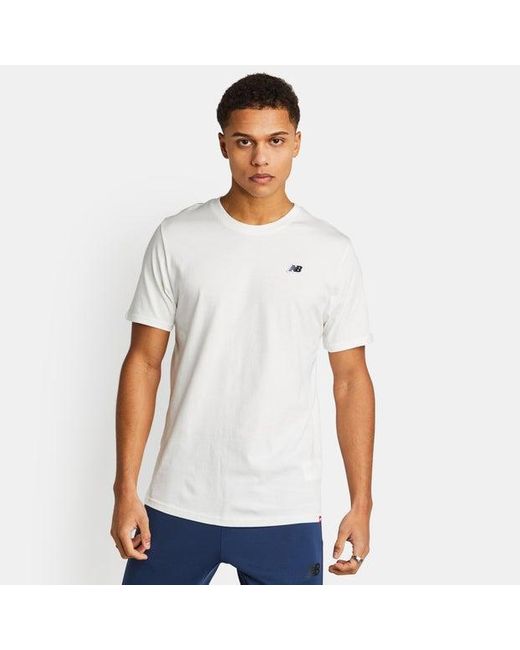 New Balance White Small Logo T-shirts for men
