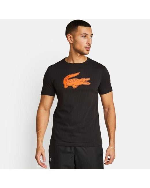 Lacoste Black Big Croc Logo T-shirts for men
