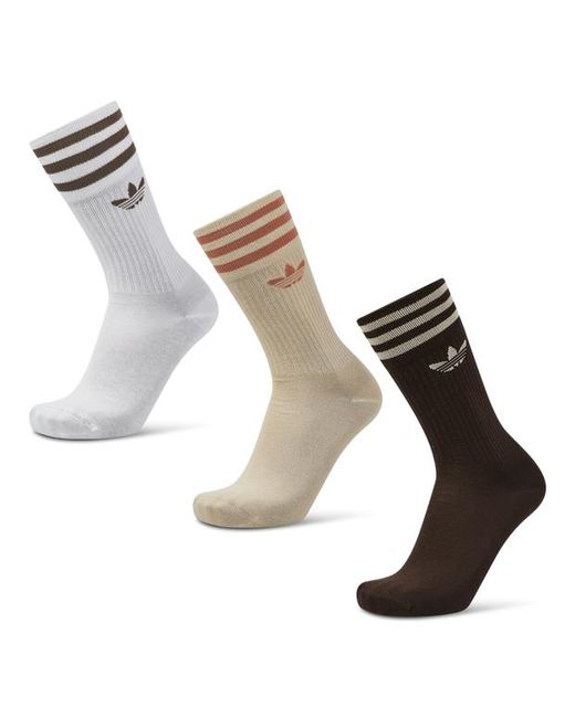 Adidas White Solid Crew 3 Pack Socks