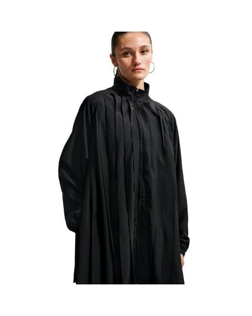 Nike Black Sportswear Oversized Long-Sleeve Pleated Mini Dress