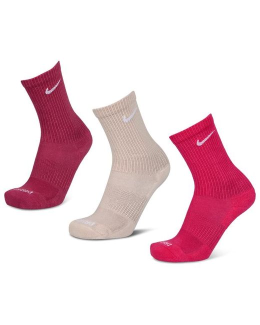 Nike Pink Everyday Cushioned Crew 3 Pack Socks