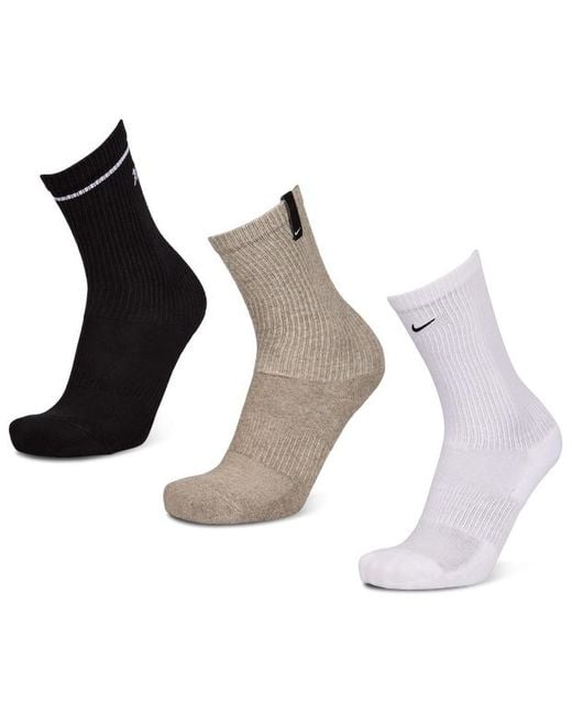 Everyday Cushioned Crew 3 Pack Calcetines Nike de color Black
