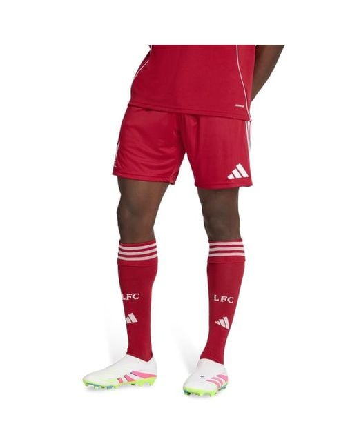 Adidas Red Liverpool 2025/26 Home Aeroready Replica Shorts for men