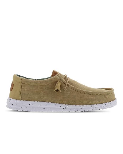HeyDude Brown Wally Washed Canvas Shoes for men