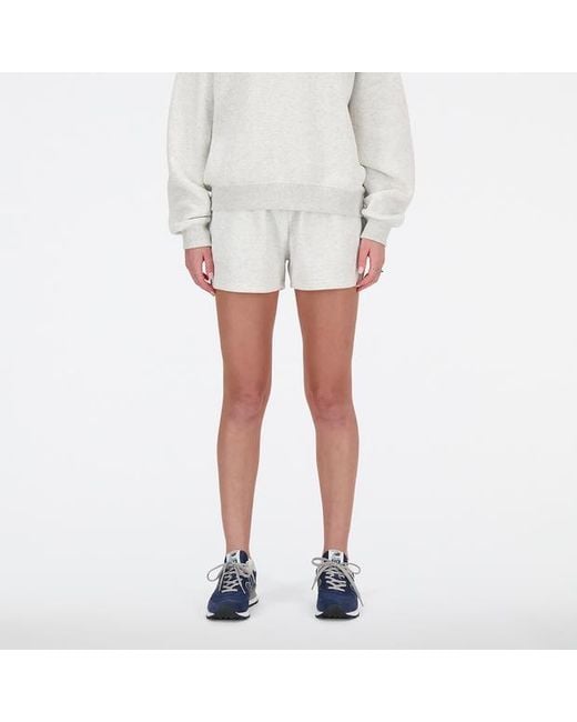 New Balance White Essentials Shorts