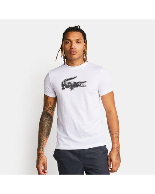 Lacoste White Big Croc Logo T-shirts for men