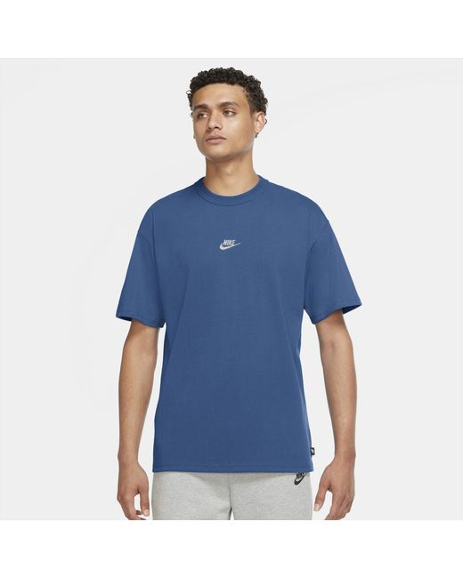 Nike Cotton Nsw Prem Essential T-shirt in Blue/Beige (Blue) for Men | Lyst