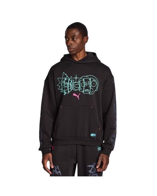 PUMA Black Rick & Morty Hoodies for men