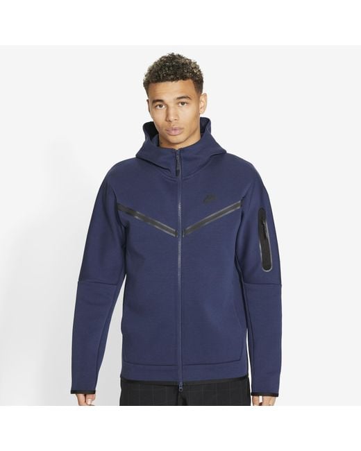 Nike Tech Fleece Full-zip Hoodie in Midnight Navy/Black (Blue) for Men - Lyst