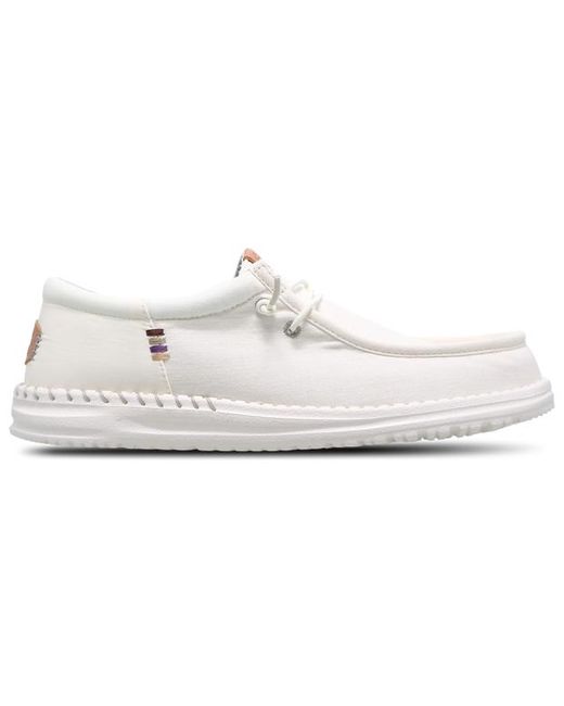 HeyDude White Wally Washed Canvas Shoes for men