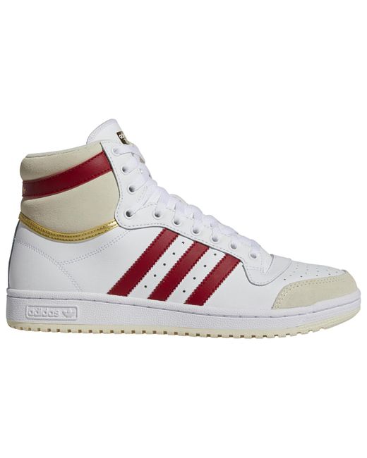 adidas Originals Leather Top Ten Mid - Basketball Shoes in White/Red ...