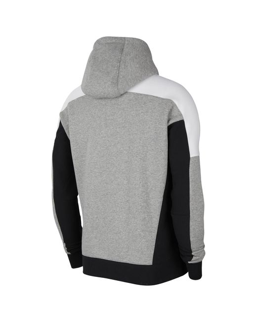 Nike Fleece Colorblock Pullover Hoodie in Dark Grey Heather/Black/White ...