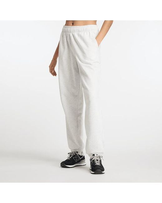 New Balance White Sport Essentials Pants