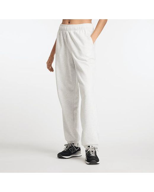 New Balance White Sport Essentials Damen Hosen