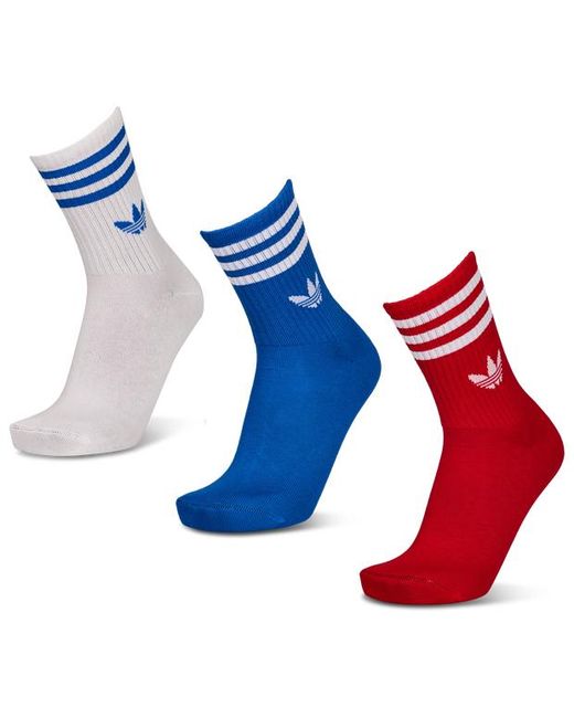 Adidas Blue Mid Cut Crew 3 Pack Socks