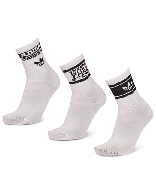 Adidas White Mid Cut Crew 3 Pack Socks