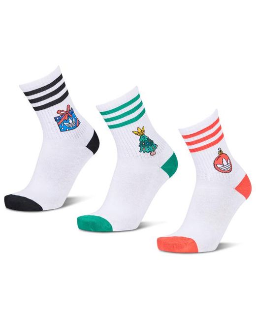 Adidas Blue Mid Cut Crew 3 Pack Socks