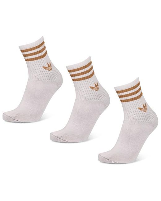 Adidas White Mid Cut Crew 3 Pack Socks