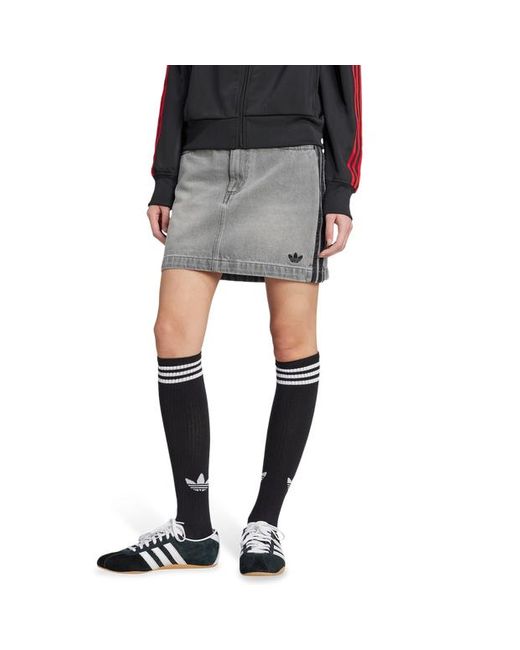 Adicolor 3-Stripes Denim Mini Gonne di Adidas in Black