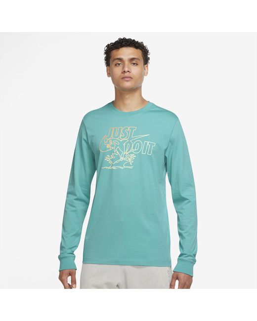 Nike Cotton Brand Riff Graphic Longsleeve T-shirt in Blue for Men | Lyst