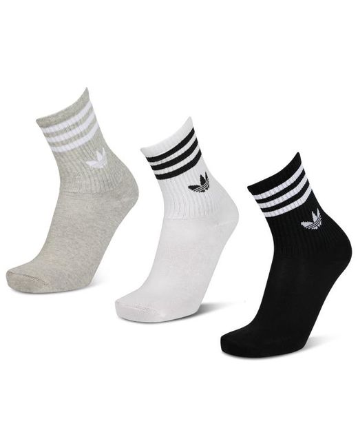 Adidas Blue Mid Cut Crew 3 Pack Socks