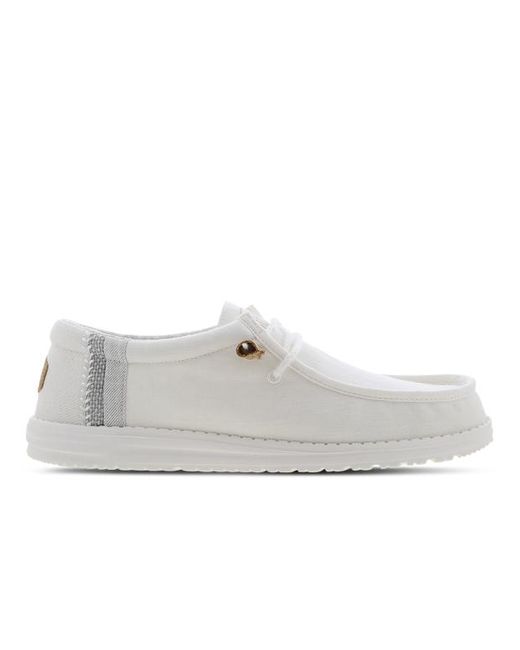 HeyDude White Wally Break Stitch Shoes for men