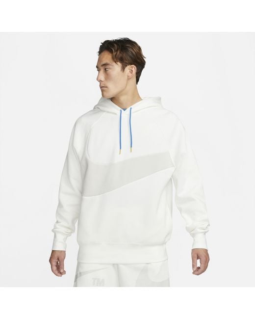 Nike Swoosh Tech Fleece Pullover Hoodie in White for Men Lyst