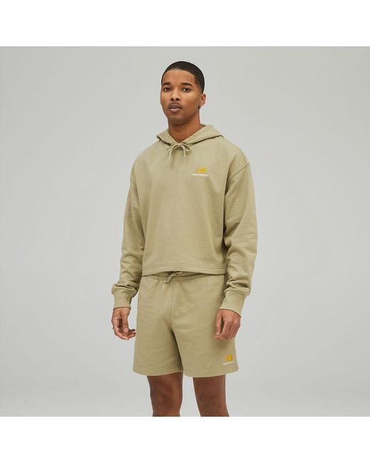 New Balance French Terry Crop Hoodie | Lyst