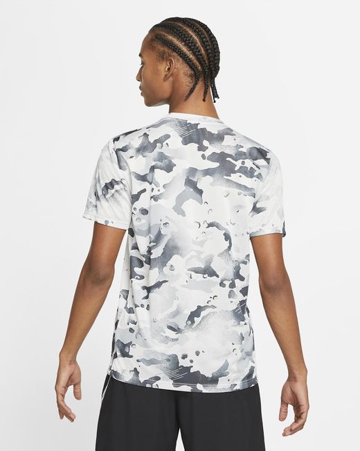 Nike Dri-fit Camo Ss Training T-shirt in White for Men | Lyst