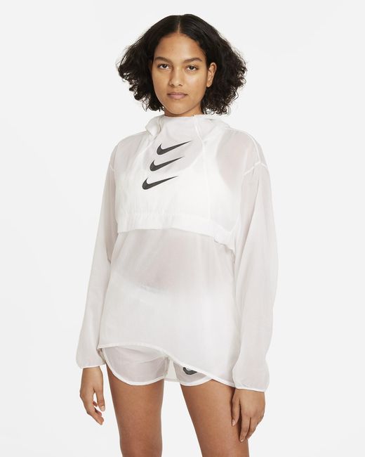 Nike Run Division Packable Jacket in White | Lyst