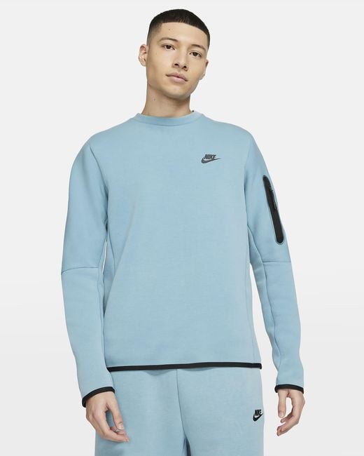 Nike Sportswear Tech Fleece Washed Crewneck in Blue for Men | Lyst